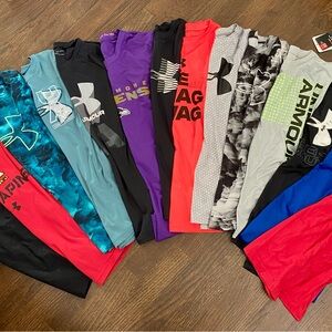 14 Large Boys Athletic Tees Under Armour, UMD, JHU, SAC soccer